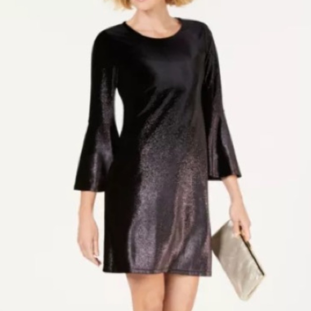 NWT Metallic Black Velvet Glitter Ombré  Cocktail Dress 8